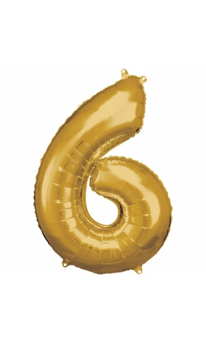 34 Inch Foil Balloon Number 6 - Gold