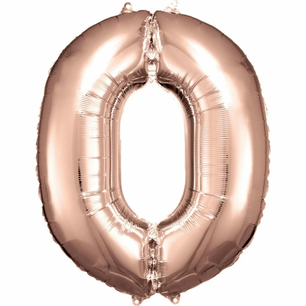 34 Inch Foil Balloon Number 0 - Rose Gold
