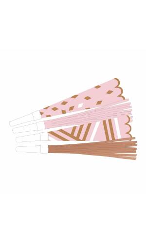 Rose Gold Birthday Party Horns 22.5 cm - 8pk