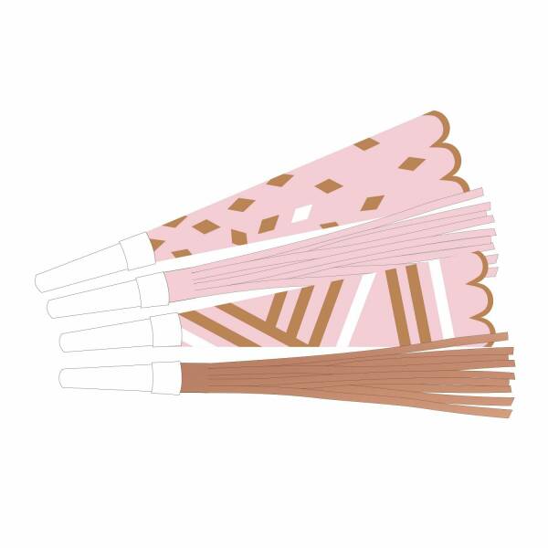 Rose Gold Birthday Party Horns 22.5 cm - 8pk