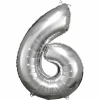 34 Inch Foil Balloon Number 6 - Silver