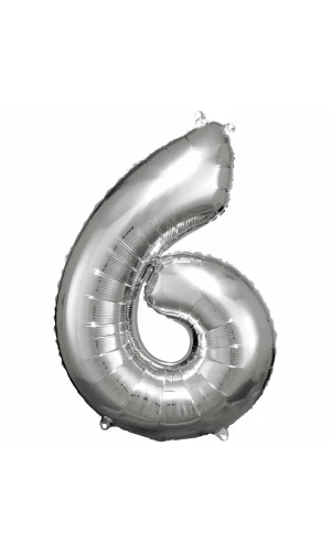 34 Inch Foil Balloon Number 6 - Silver