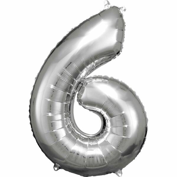 34 Inch Foil Balloon Number 6 - Silver