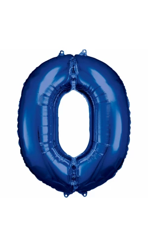 34 Inch Foil Balloon Number 0 - Blue