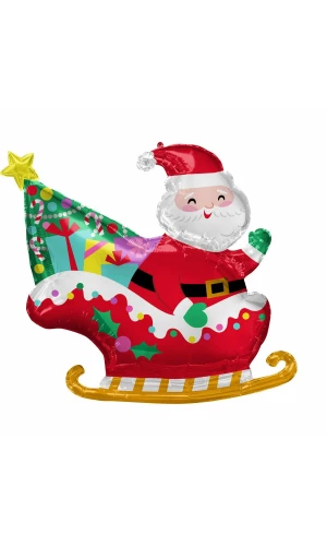 Santa's Sleigh SuperShape  Foil Balloon - 76cm x 71cm