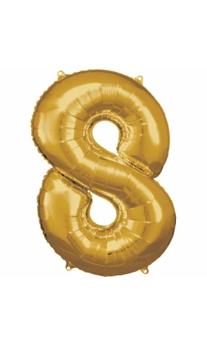 34 Inch Foil Balloon Number 8 - Gold