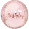 Rose Gold Blush Birthday Orbz Foil Balloon - 38cm x 40cm
