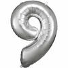 34 Inch Foil Balloon Number 9 - Silver