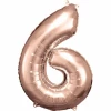 34 Inch Foil Balloon Number 6 - Rose Gold