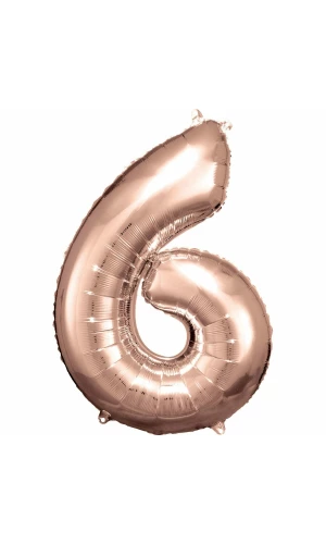 34 Inch Foil Balloon Number 6 - Rose Gold
