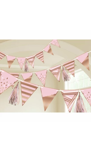 Rose Gold Birthday Pennant Banner - 255cm