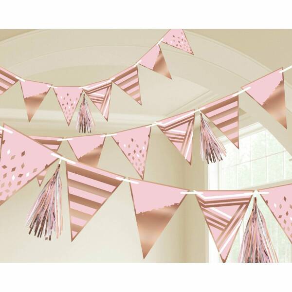 Rose Gold Birthday Pennant Banner - 255cm