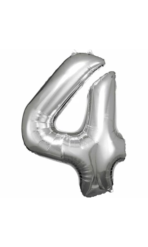 34 Inch Foil Balloon Number 4 - Silver