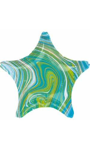Marblez Blue Green Star Foil Balloon - 43cm