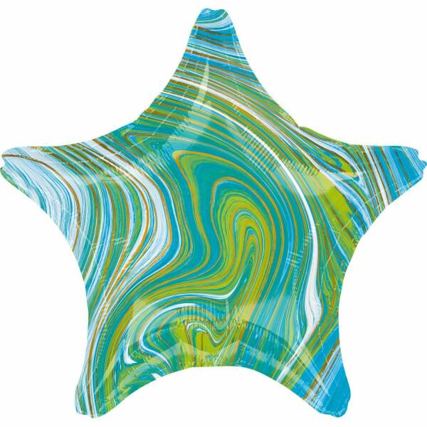 Marblez Blue Green Star Foil Balloon - 43cm