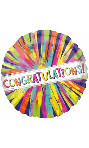 Congrats Painterly Burst Standard Foil Balloon - 43cm
