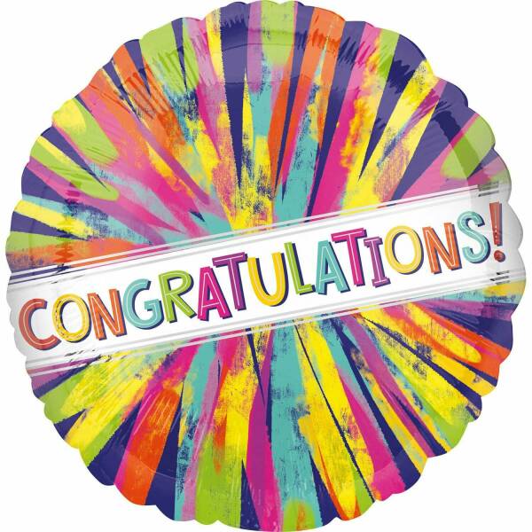 Congrats Painterly Burst Standard Foil Balloon - 43cm