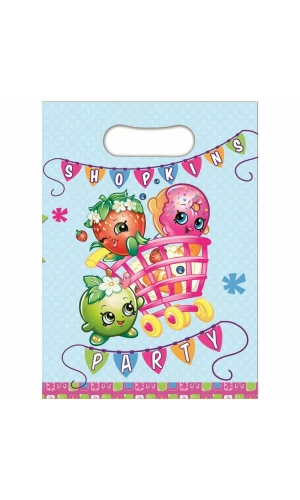 Shopkins Plastic Party Loot Bags 23cm x 16.5cm - 8pk
