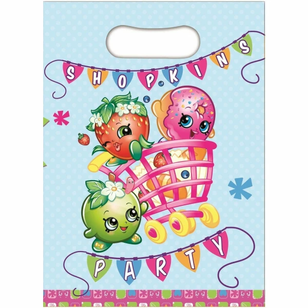 Shopkins Plastic Party Loot Bags 23cm x 16.5cm - 8pk