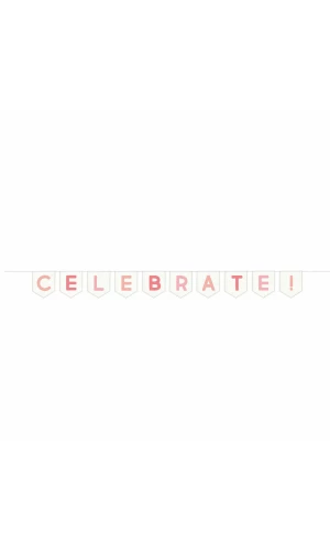 Celebrate Pink Polyester Canvas Letter Banner