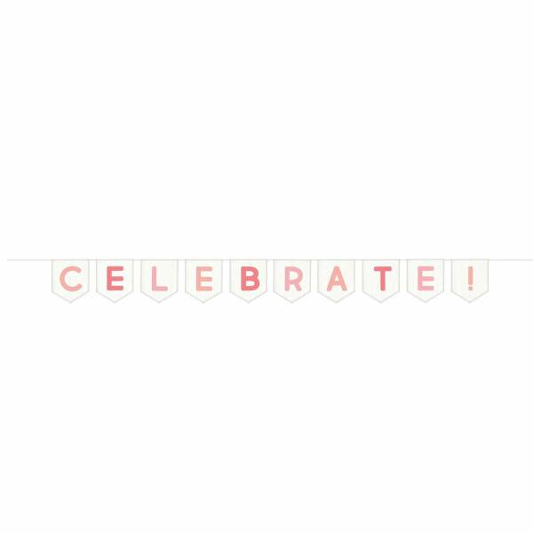 Celebrate Pink Polyester Canvas Letter Banner