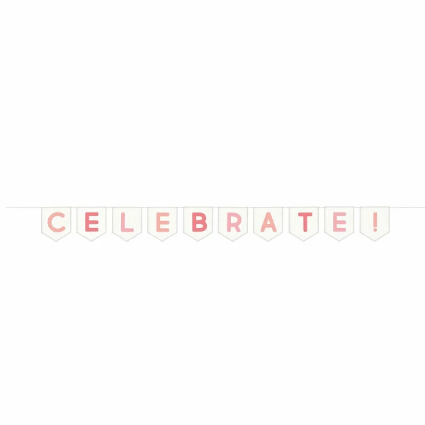 Celebrate Pink Polyester Canvas Letter Banner
