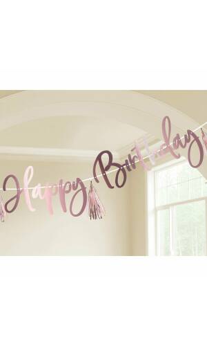 Rose Gold Happy Birthday Personalizable Letter Banner - 274cm