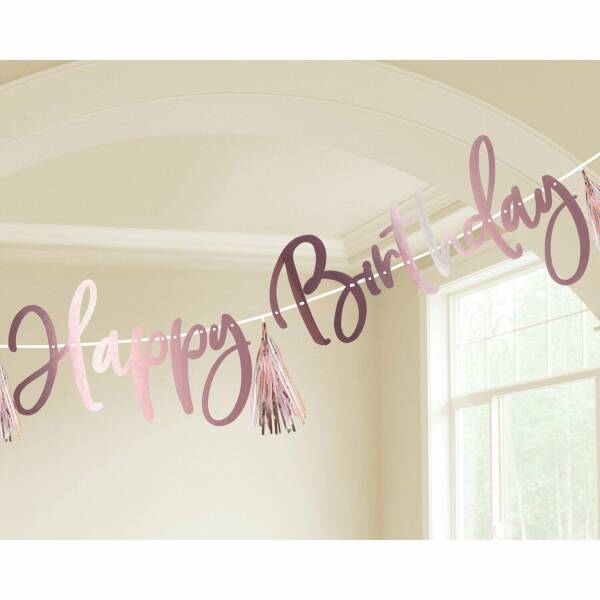 Rose Gold Happy Birthday Personalizable Letter Banner - 274cm