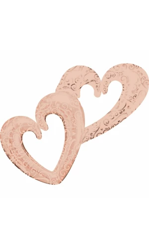 Multi Foil Balloon Interlocking Hearts Rose Gold - 134cm x 91cm