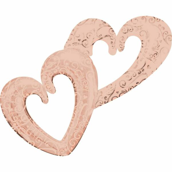 Multi Foil Balloon Interlocking Hearts Rose Gold - 134cm x 91cm