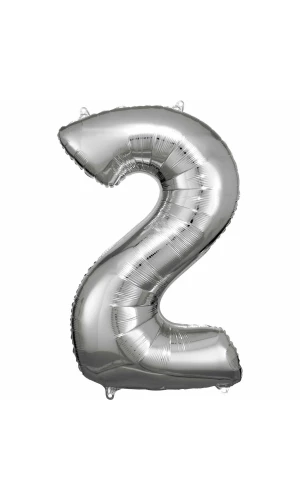 34 Inch Foil Balloon Number 2 - Silver