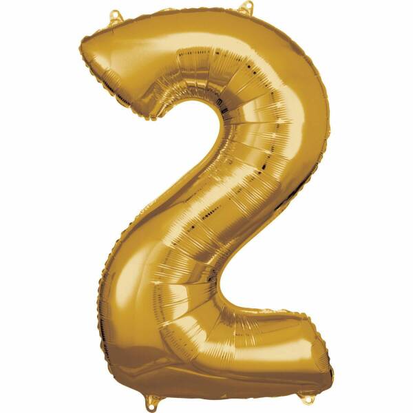 34 Inch Foil Balloon Number 2 - Gold