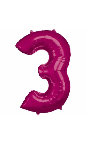 34 Inch Foil Balloon Number 3 - Pink