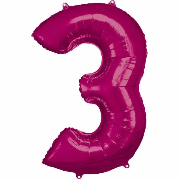 34 Inch Foil Balloon Number 3 - Pink