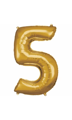 34 Inch Foil Balloon Number 5 - Gold