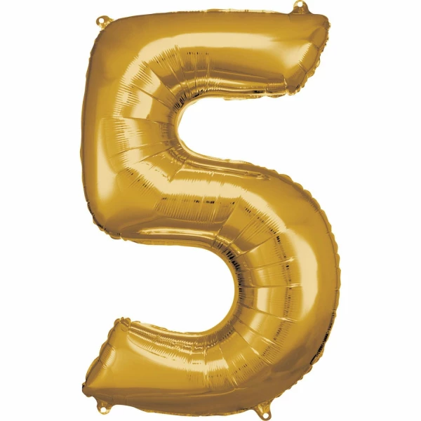 34 Inch Foil Balloon Number 5 - Gold