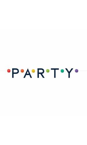 P.A.R.T.Y Multicolour Letter Banner With Pom Poms - 190cm