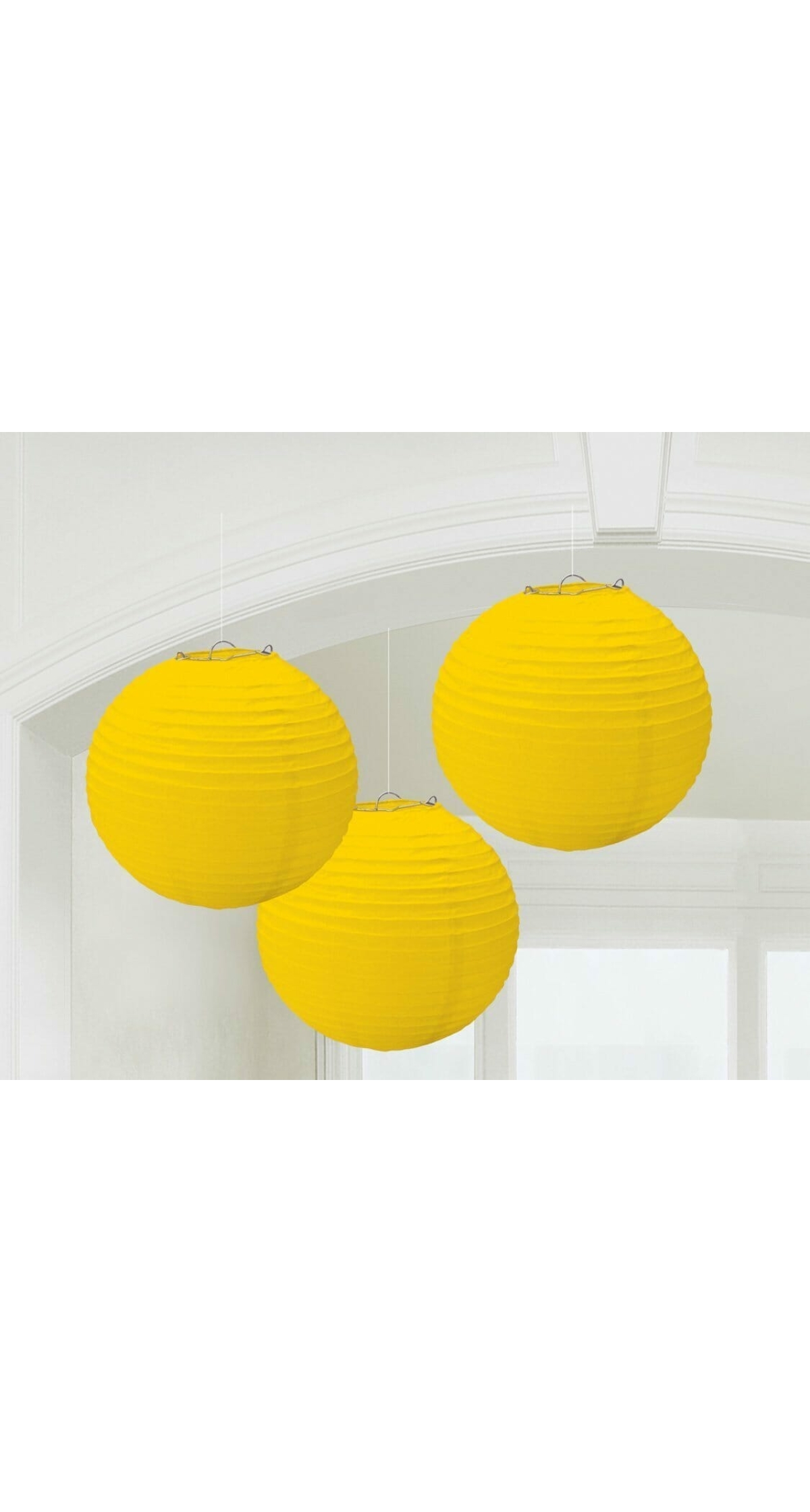 Yellow Paper Lantern Decorations 24.1cm - 3pk