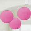 Bright Pink Paper Lantern Decorations 24.1cm - 3pk