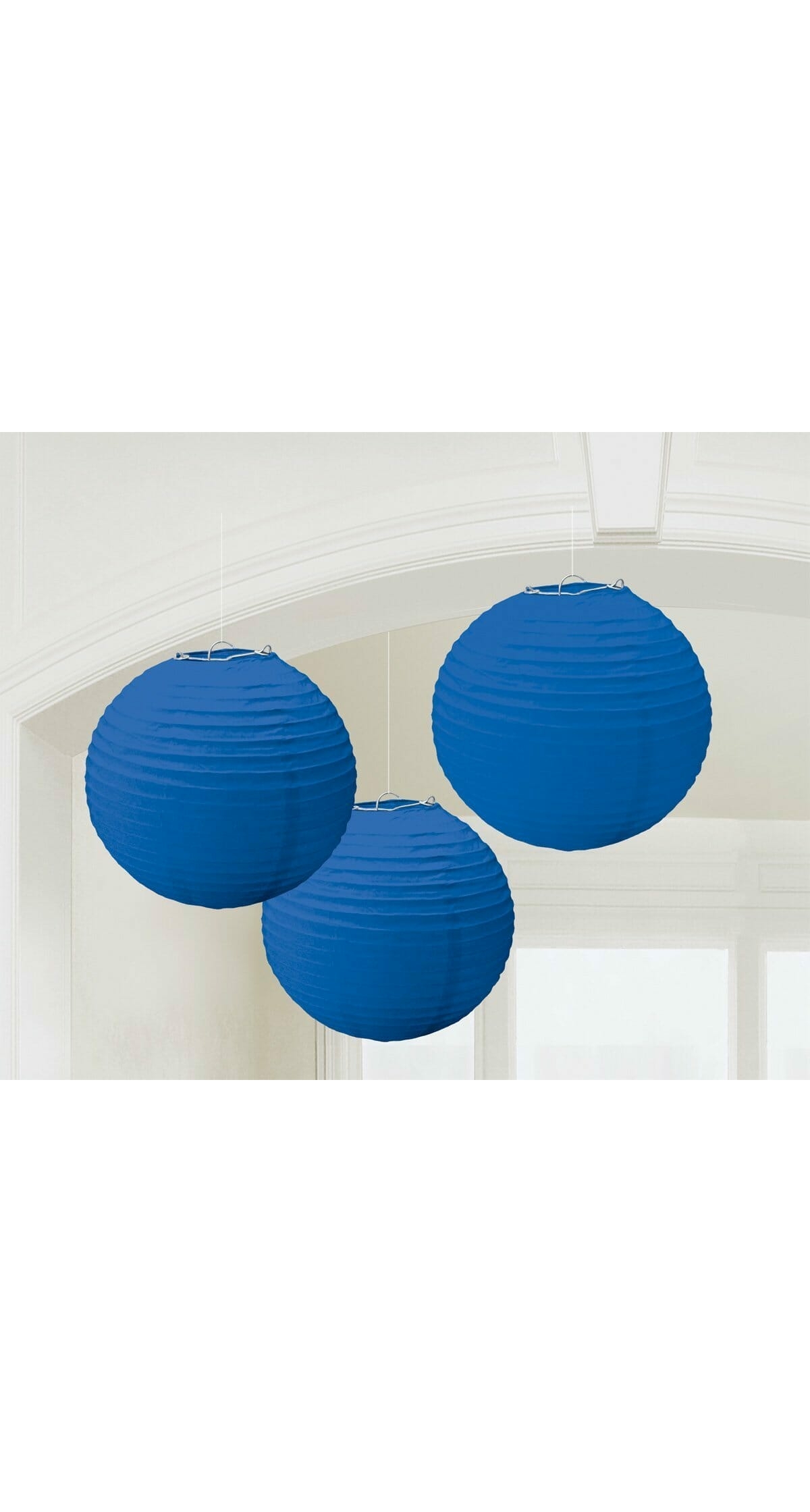 Bright Royal Blue Paper Lantern Decorations 24.1cm - 3pk