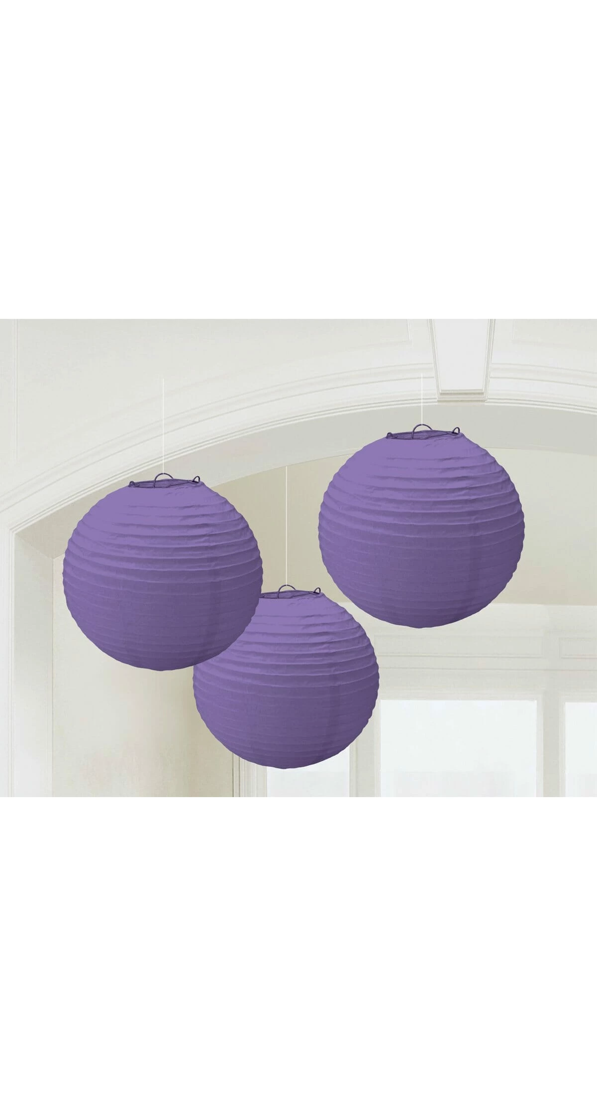 Purple Paper Lantern Decorations 24.1cm - 3pk