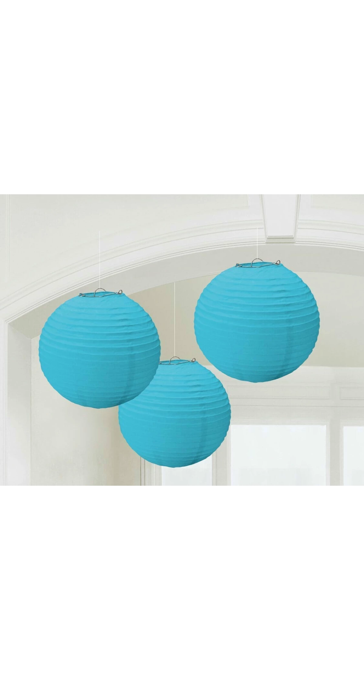 Turquoise Paper Lantern Decorations 24.1cm - 3pk