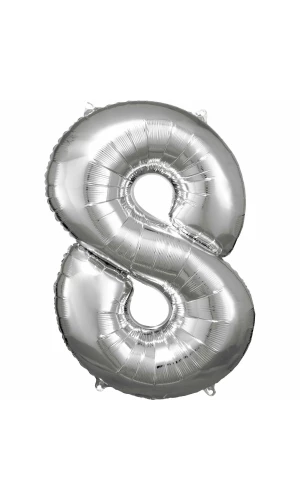 34 Inch Foil Balloon Number 8 - Silver