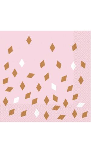 Rose Gold Birthday Napkins 33 x 33 cm - 16pk