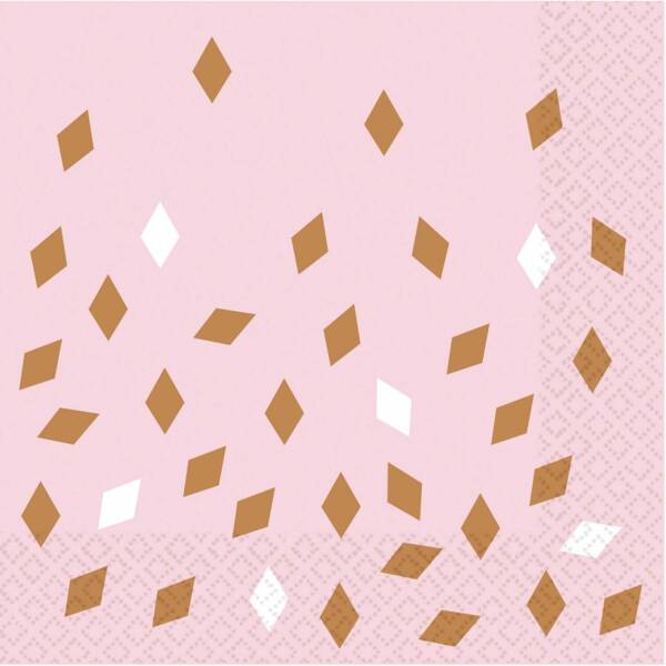 Rose Gold Birthday Napkins 33 x 33 cm - 16pk