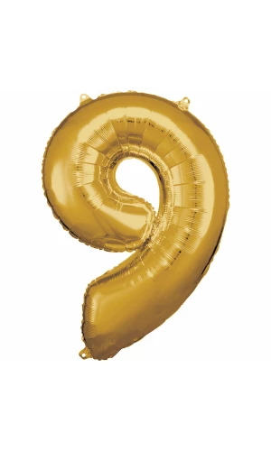 34 Inch Foil Balloon Number 9 - Gold