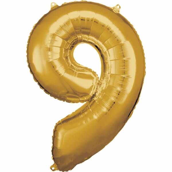34 Inch Foil Balloon Number 9 - Gold