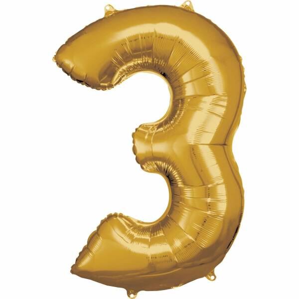 34 Inch Foil Balloon Number 3 - Gold
