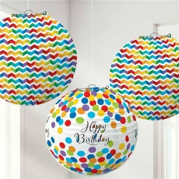 Bright Birthday Lanterns 9.5 in (24.1cm) - 3pk
