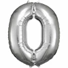 34 Inch Foil Balloon Number 0 - Silver